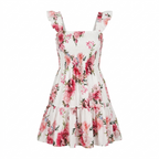 Vestido Curto Floral Alça com Lastex