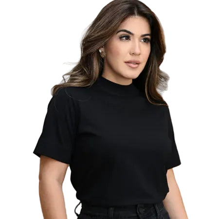 Blusa Gola Alta 100% Algodão Manga Curta