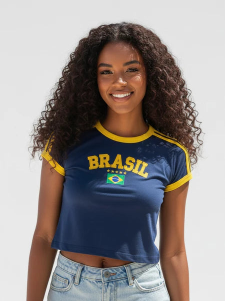 Camiseta Brasil Retrô Feminina 🇧🇷