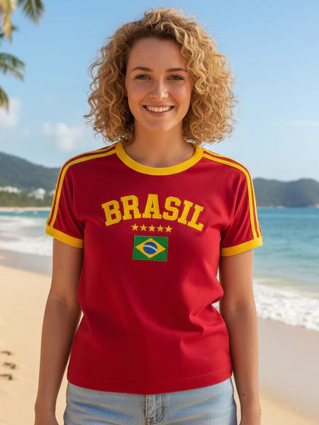 Camiseta Brasil Retrô Feminina 🇧🇷