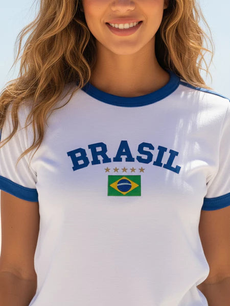 Camiseta Brasil Retrô Feminina 🇧🇷