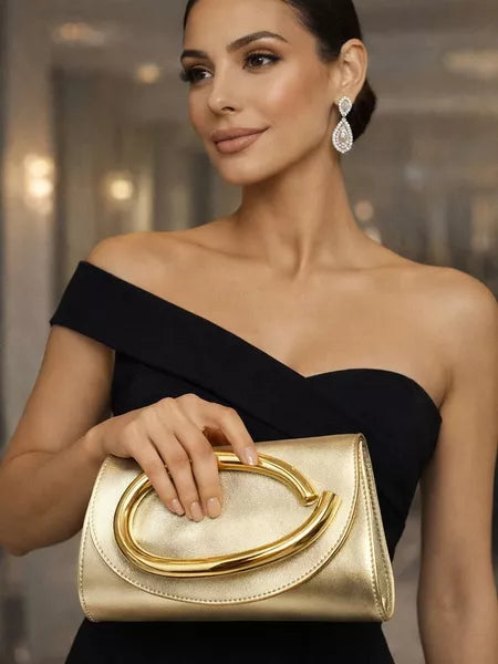 Bolsa Clutch Dourada Luxo Festa