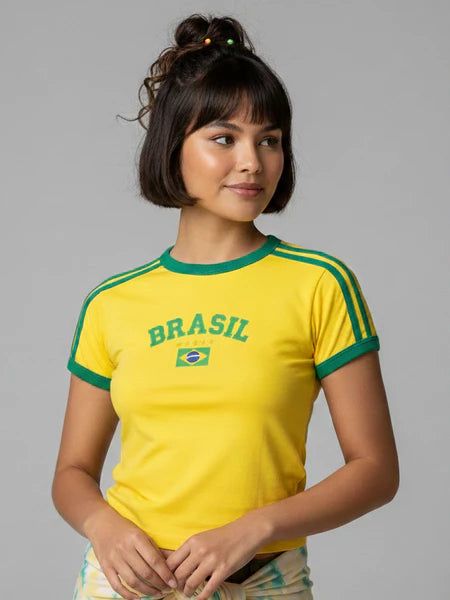 Camiseta Brasil Retrô Feminina 🇧🇷