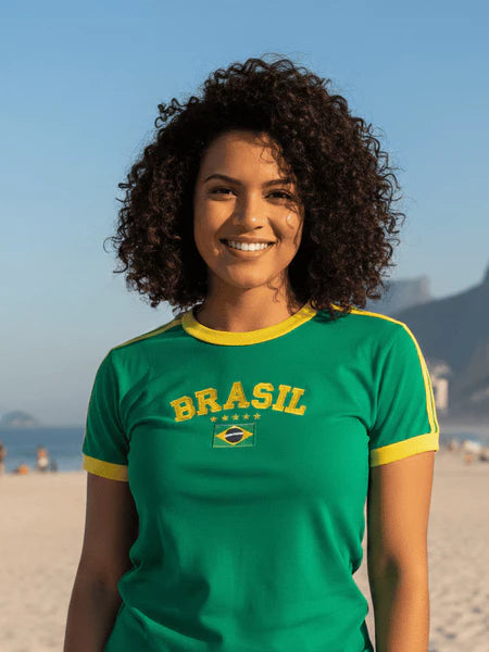 Camiseta Brasil Retrô Feminina 🇧🇷